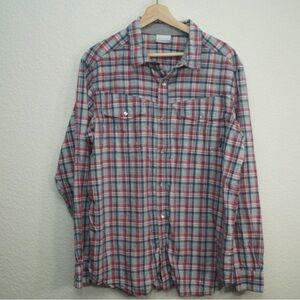 Columbia Shirt Mens XL Plaid Omni Wick Advanced Evaporation Vented Button Up Red